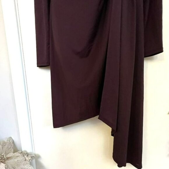 NWOT TOPSHOP DARK PLUM DRAPE FRONT ASYMMETRICAL CREPE DRESS SIZE 10 - Picture 11 of 14